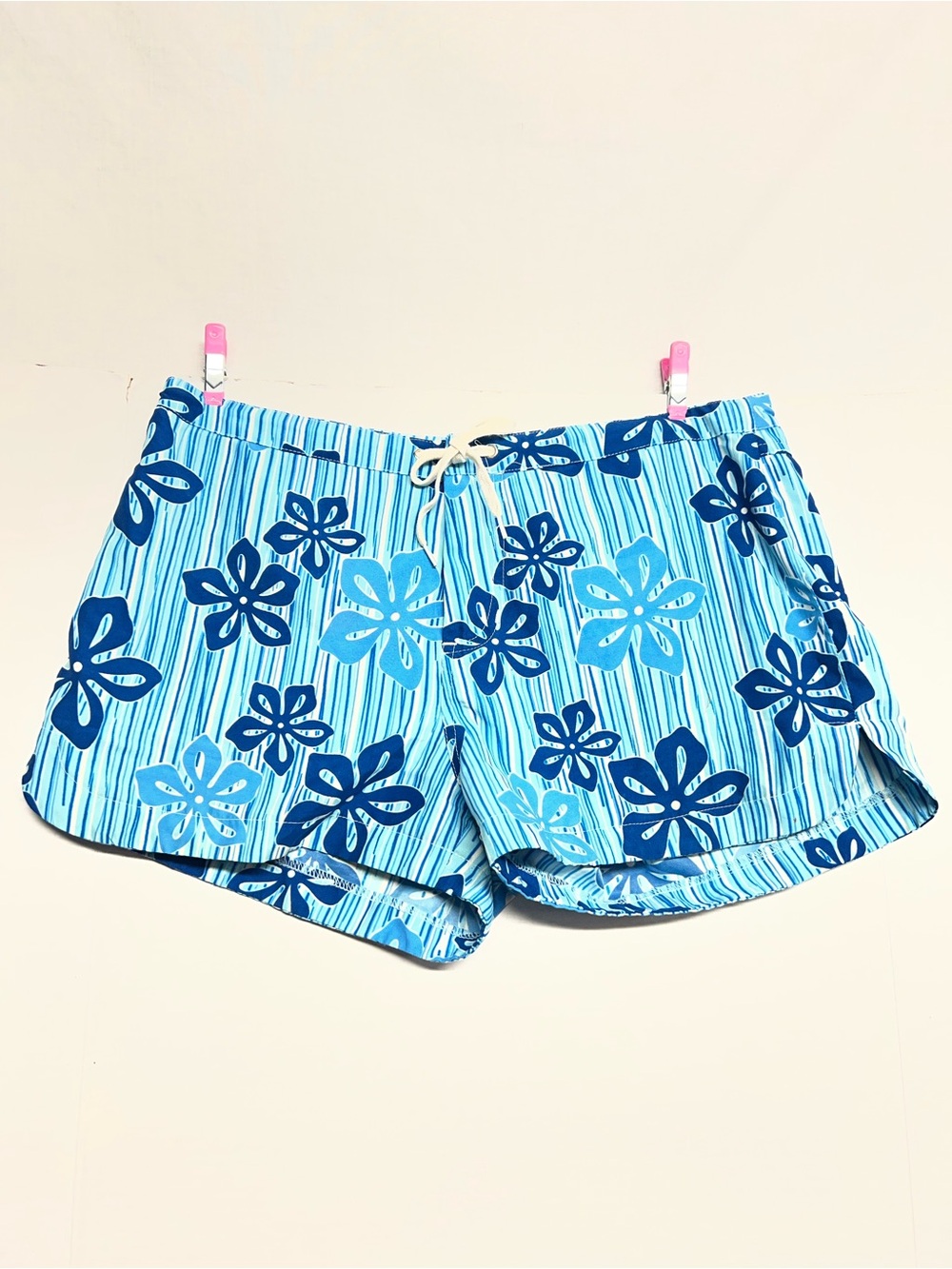 Sideout Women’s Blue Floral Drawstring Shorts Sz M 7/9 VTG